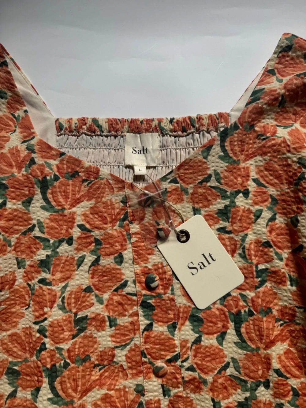 NWT Salt Floral Textured Puff Sleeve Blouse Size Large Cottagecore Boho - Picture 3 of 7